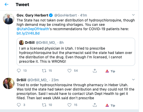 CD Media's Debbie Aldrich Uncovers Utah Preventing Doc From Prescribing Chloroquine, Romney's Friend The Governor Doesn't Like Being Called Out...Twitter War Ensues