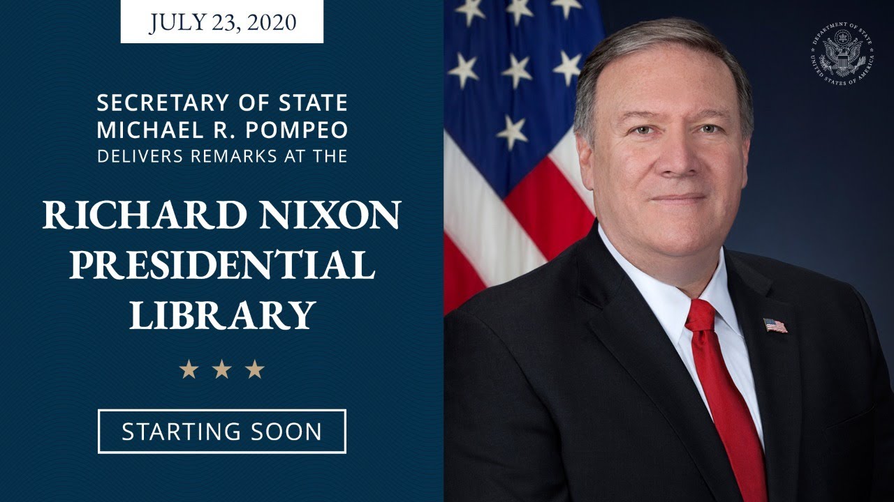 Livestream: Secretary Of State Mike Pompeo Gives China Criminality Address at 1440 EST