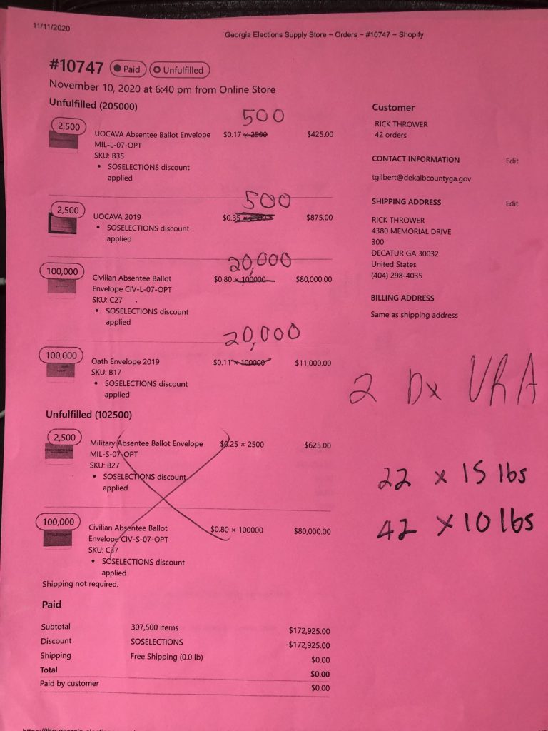 UPDATE: It Looks To Us Like Dekalb County, GA Did Order 25M Voter Registration Forms For A Population Of Less Than 1M