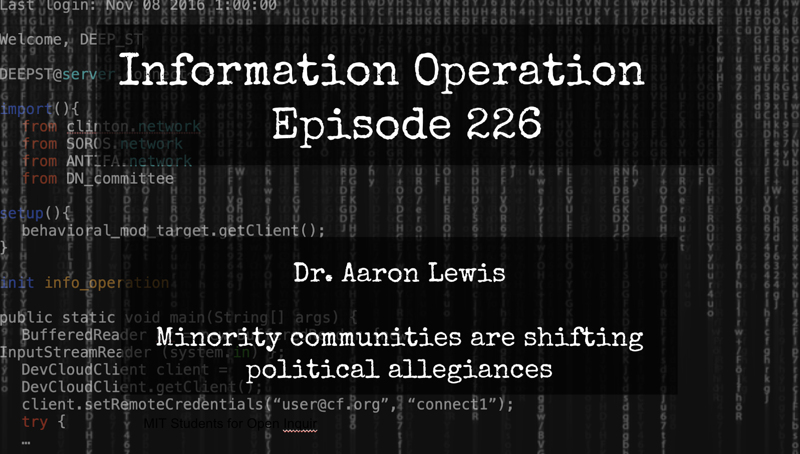 LIVE 11am EST: IO Episode 226 - Dr. Aaron Lewis - Attack On Free Speech