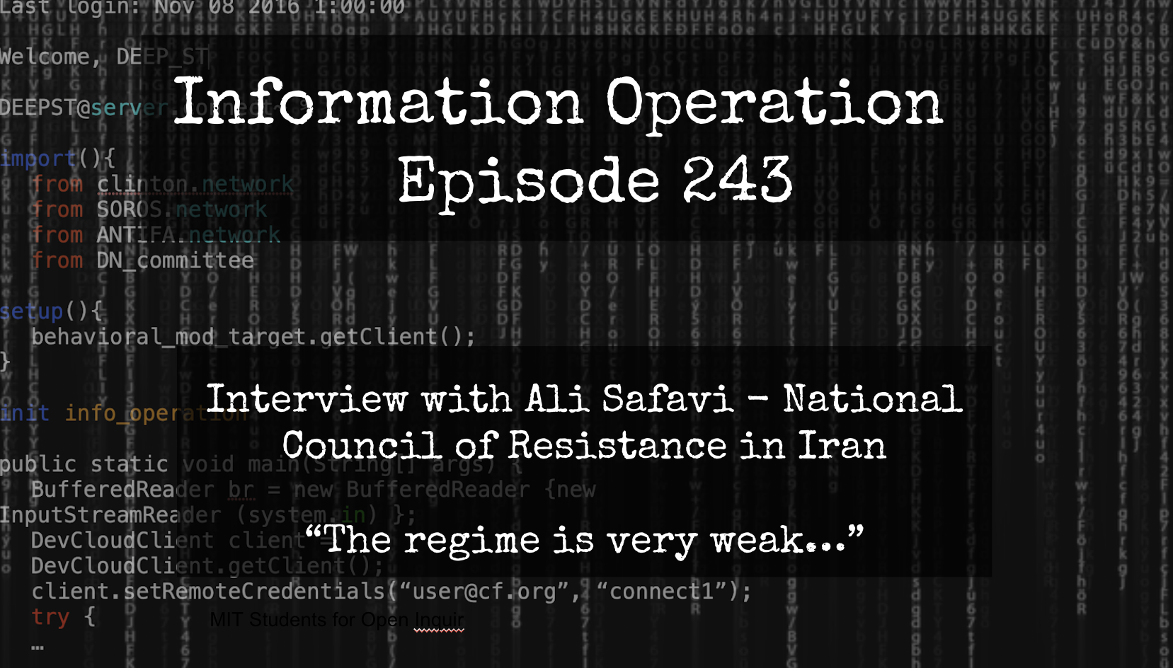 LIVE 10am EST: IO Episode 243 - Ali Safavi - National Council Of Resistance In Iran