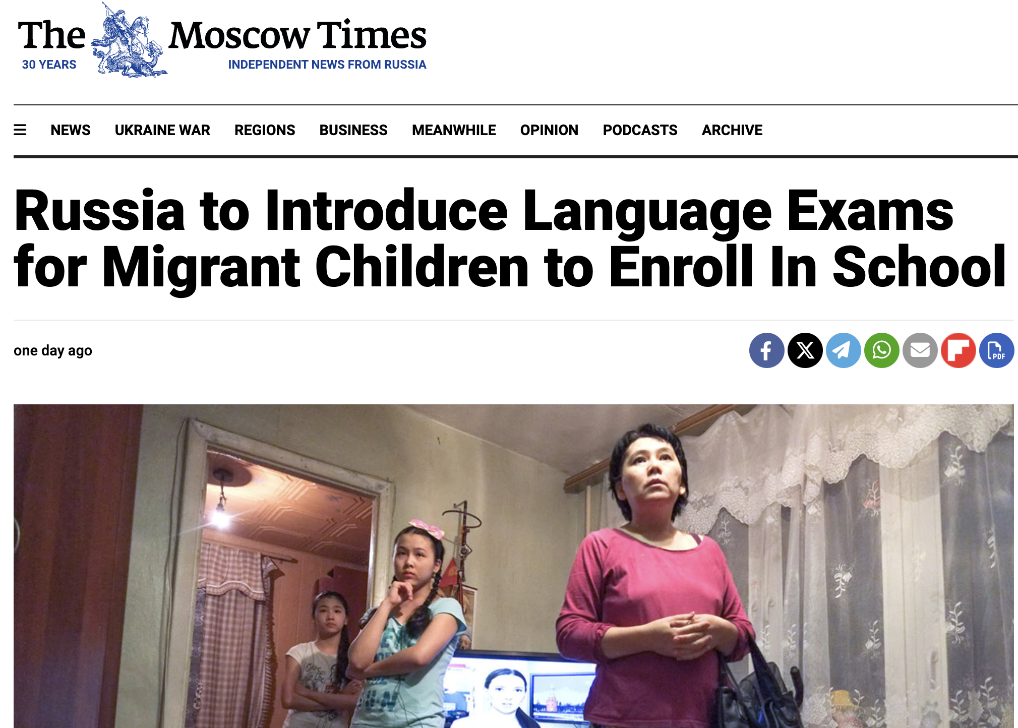 Russia Bans Migrant Children Who Don't Speak Russian From Public Schools