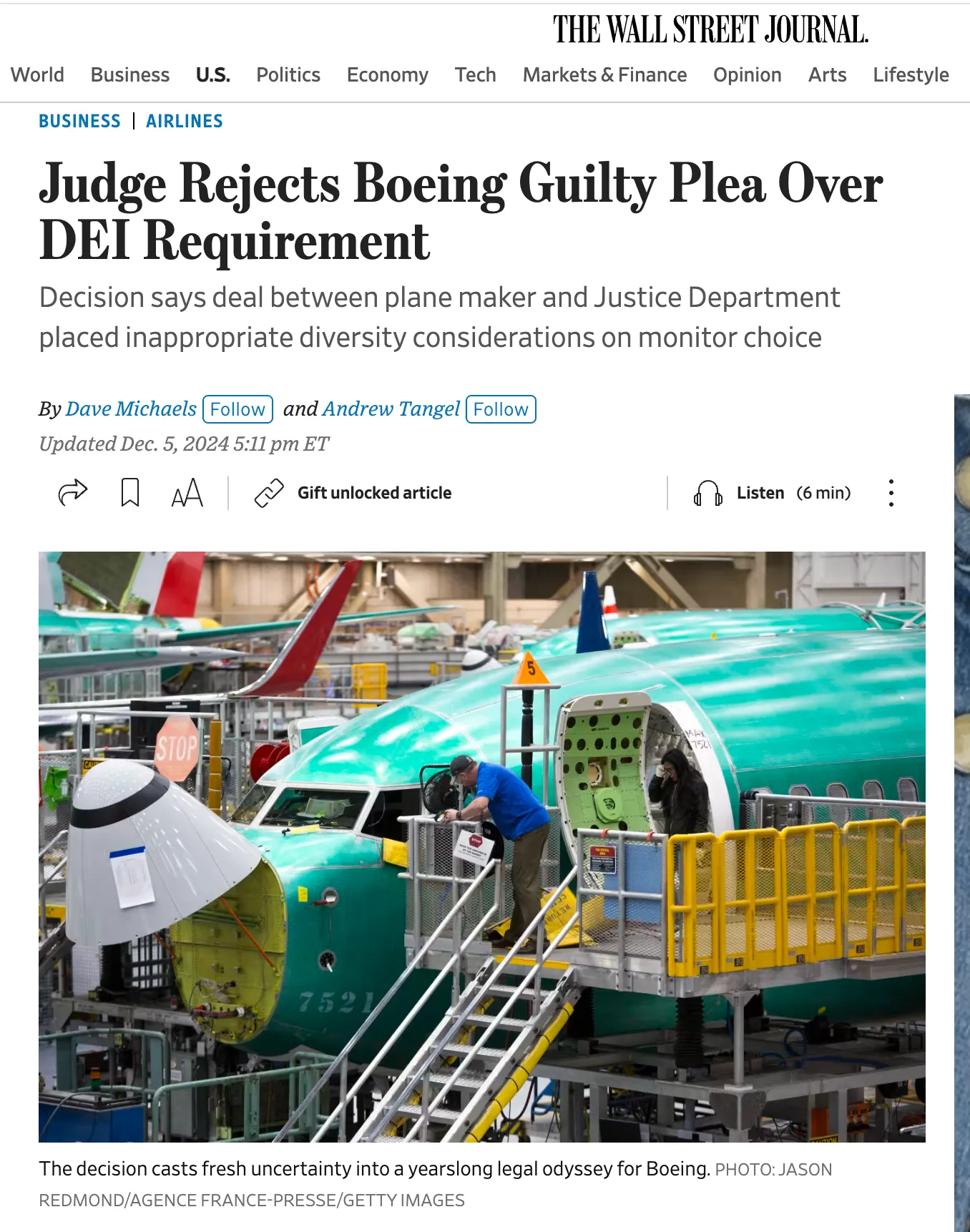 DOJ Imposes DEI Monitor Over Boeing