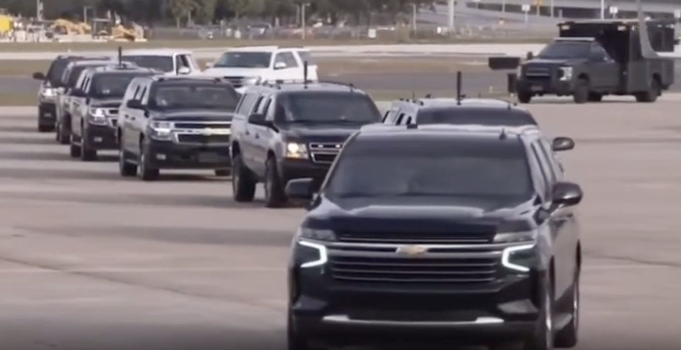 VIDEO: Trump FL Airport Motorcade Arrives With Anti-Drone Technology-Hinting At Credible Drone Threat-Likely Why Inauguration Moved Indoors