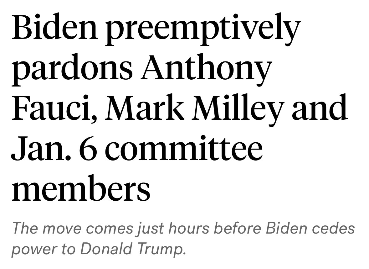 BREAKING: BIDEN PARDONS MILLEY, CHENEY, FAUCI HOURS BEFORE TRUMP TAKES POWER