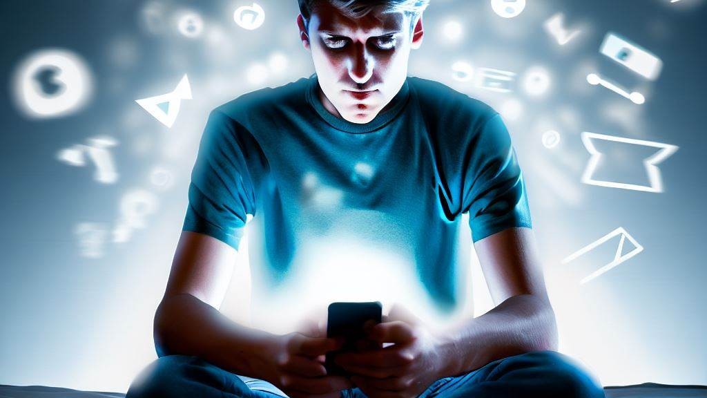 Young person captivated by social media on a smartphone