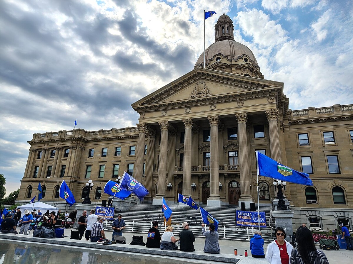 Rally outside the Alberta Legislature in Edmonton