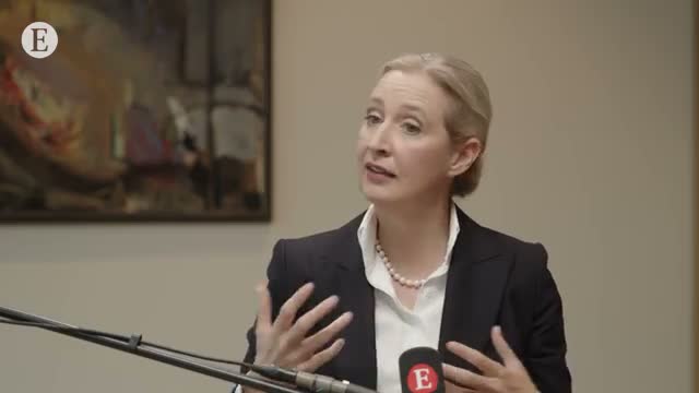Alice Weidel speaking during an interview with The Economist