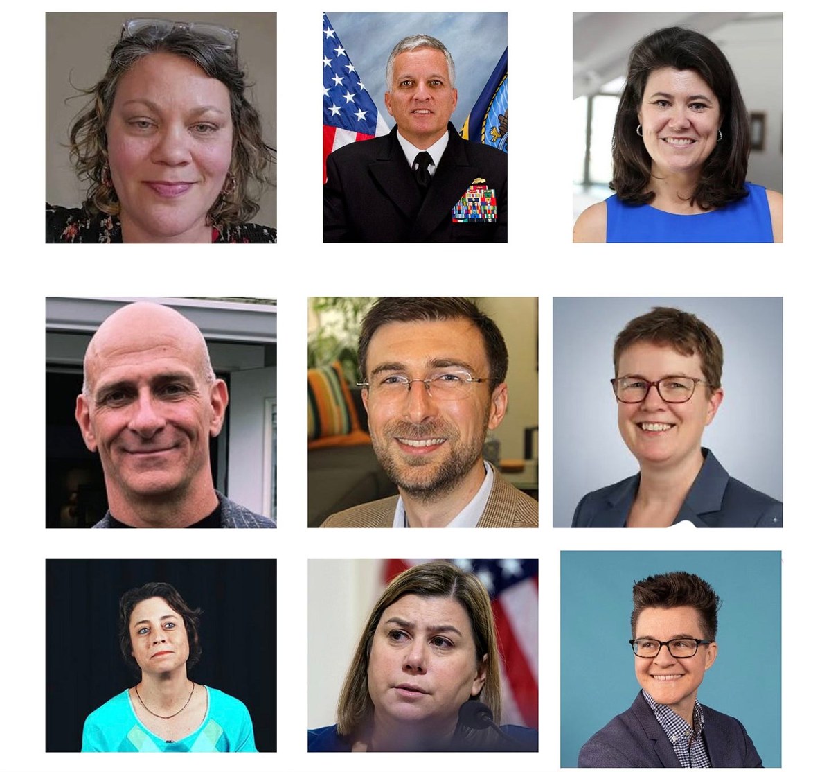 Grid of nine portraits of people named in the article